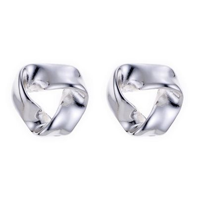 Silver knotted stud earring